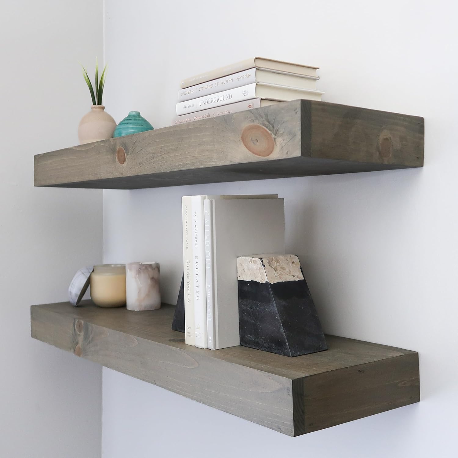 Modern Floating Shelves 3 Inches Thick Set of 2 1