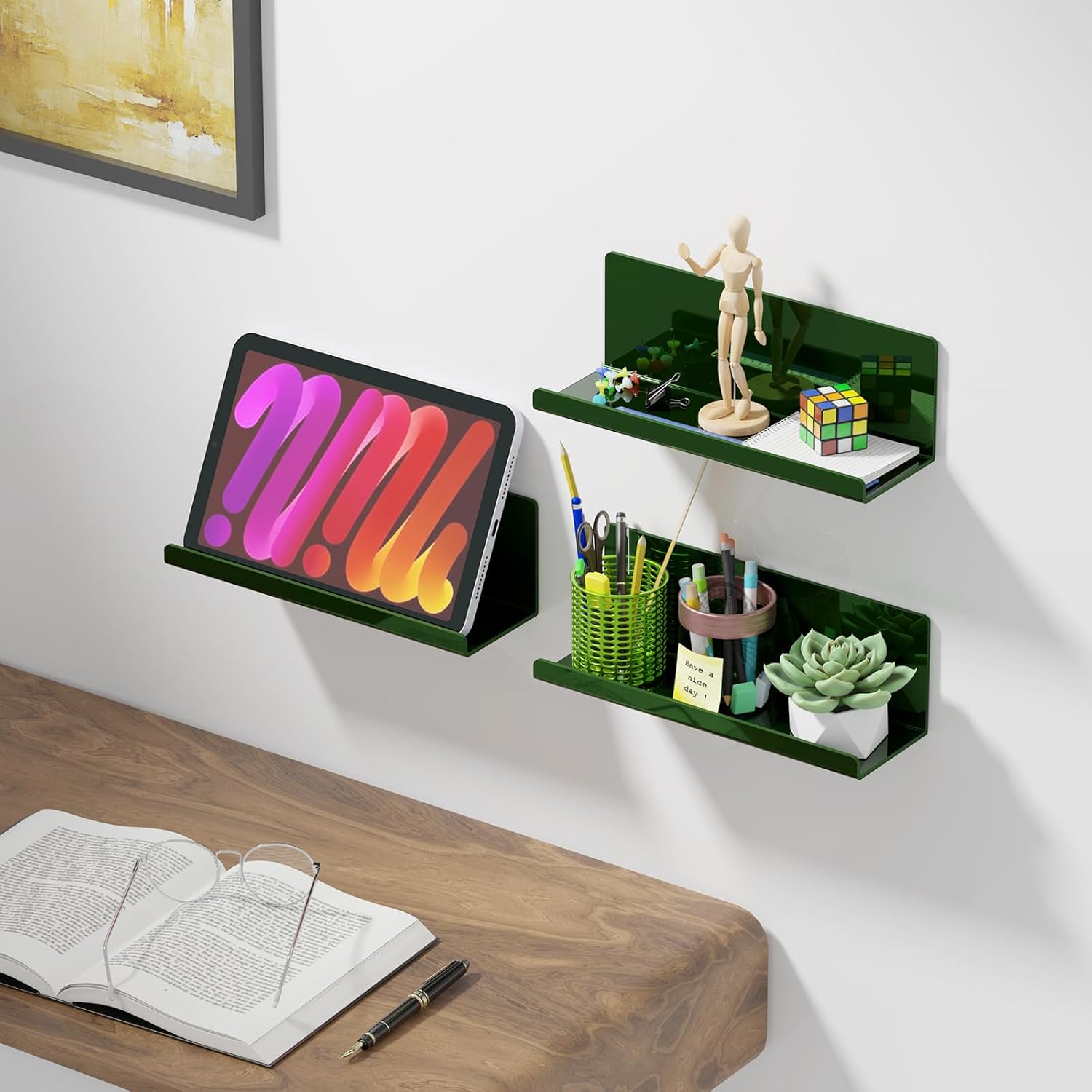 PAVSTINE 12 Inch Adhesive Floating Wall Shelf