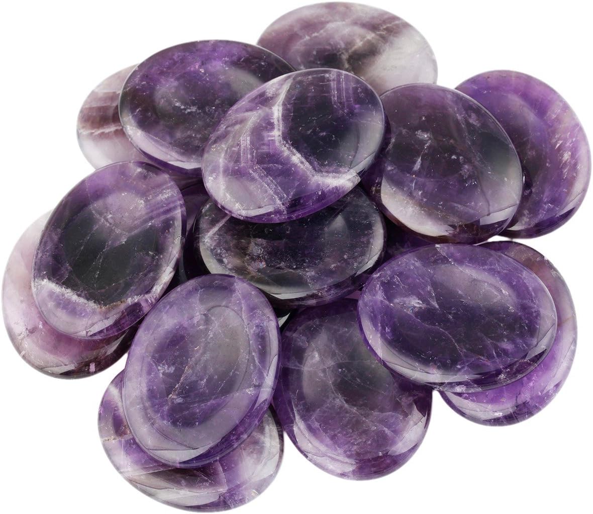 Rockcloud Worry Stone Set Amethyst Healing Crystal for Anxiety Relief