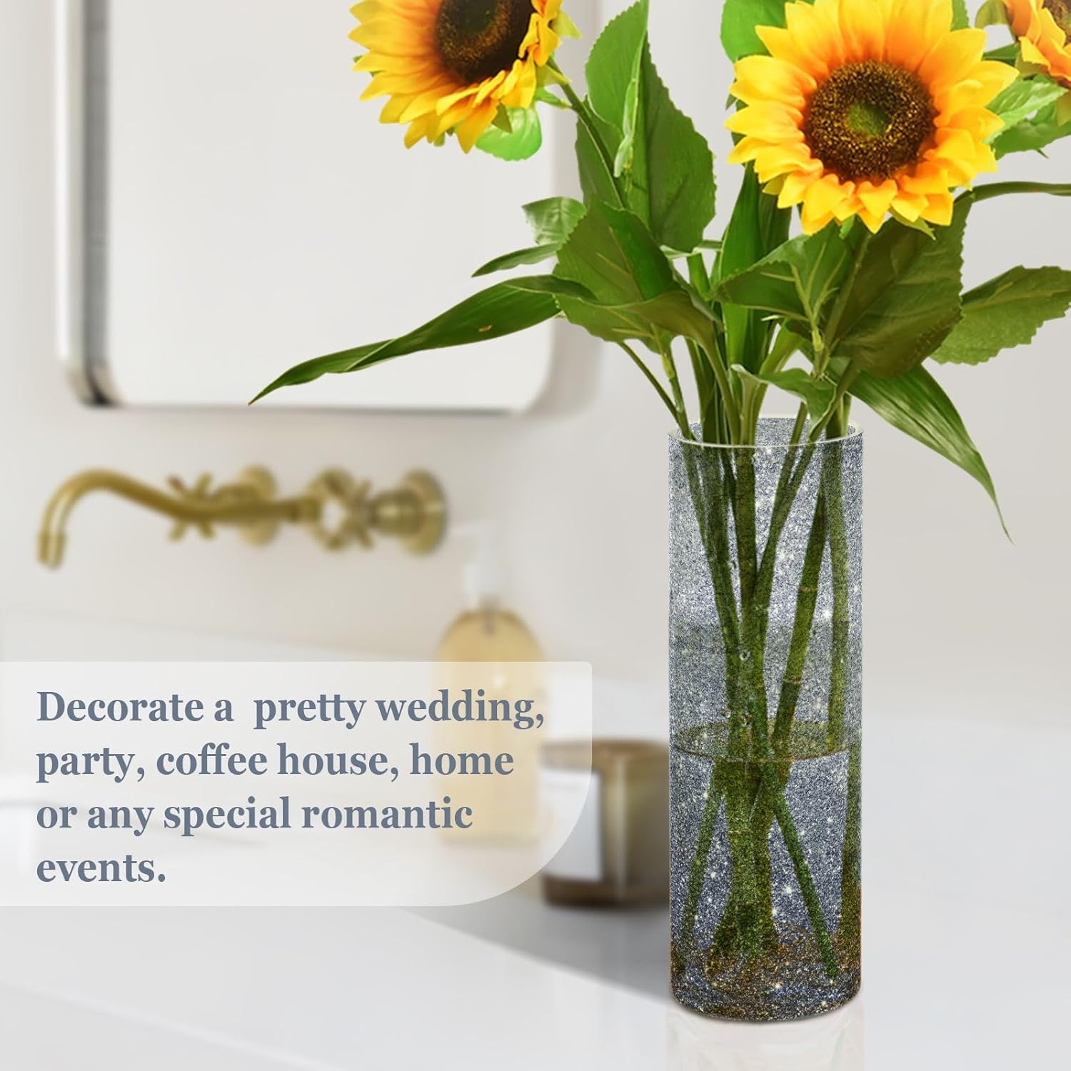 Grey Glitter Starry Floating Candle Holder 118 x 39 Inch Modern Vase