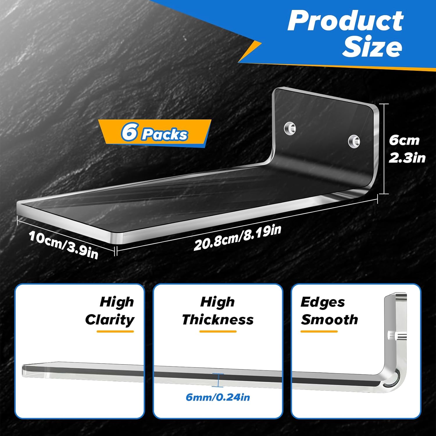 6Pcs Floating Shoe Display Shelf with LED Lights