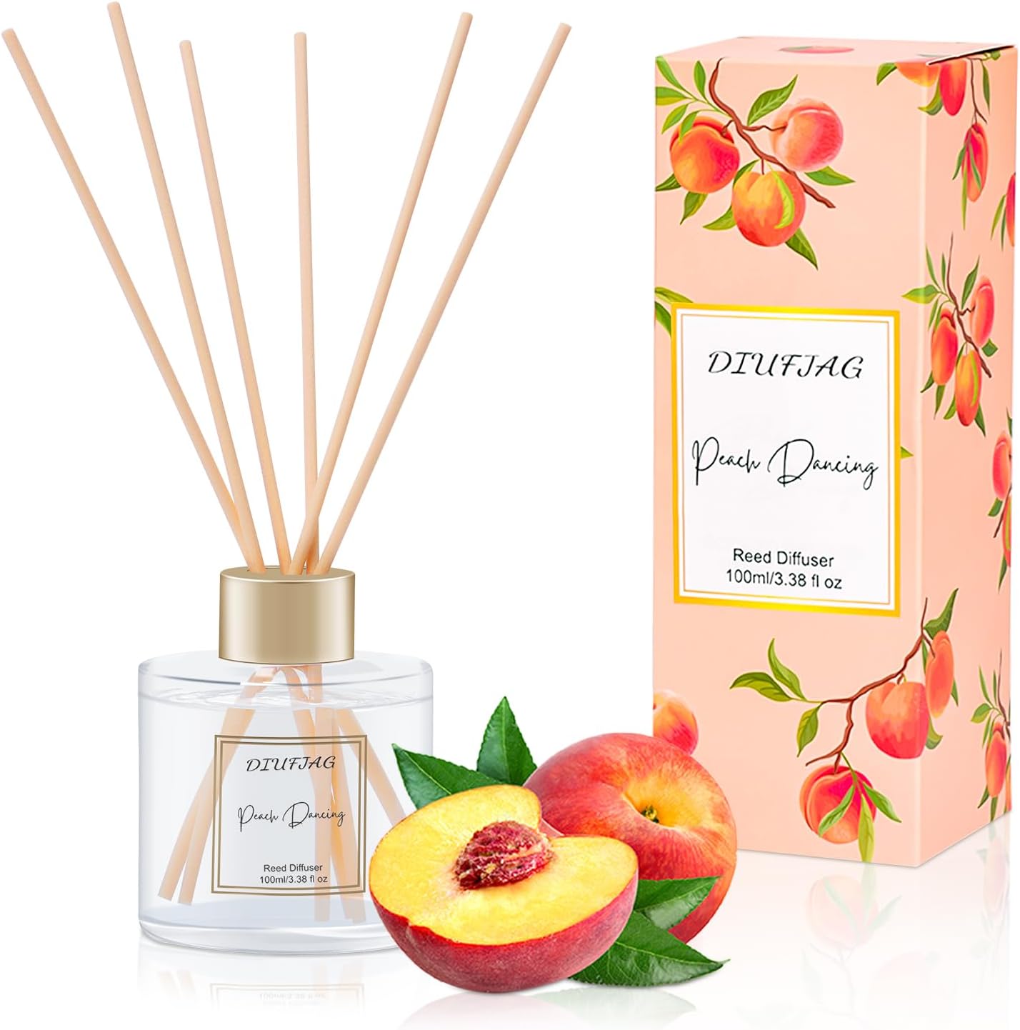 100ml Peach Scent Diffuser with 6 Fiber Sticks