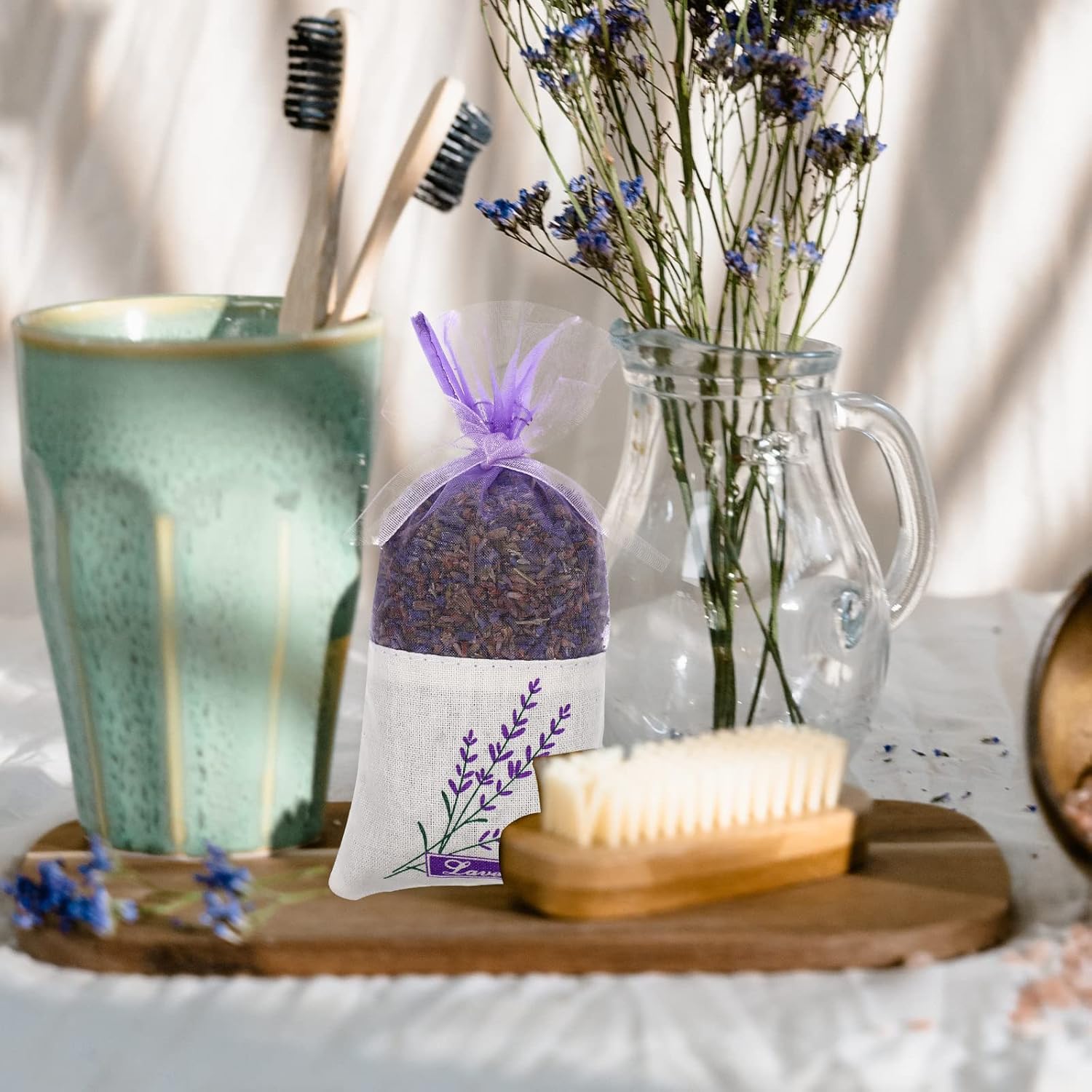 Lavender Sachet Bags 30pcs Set with Flower Print