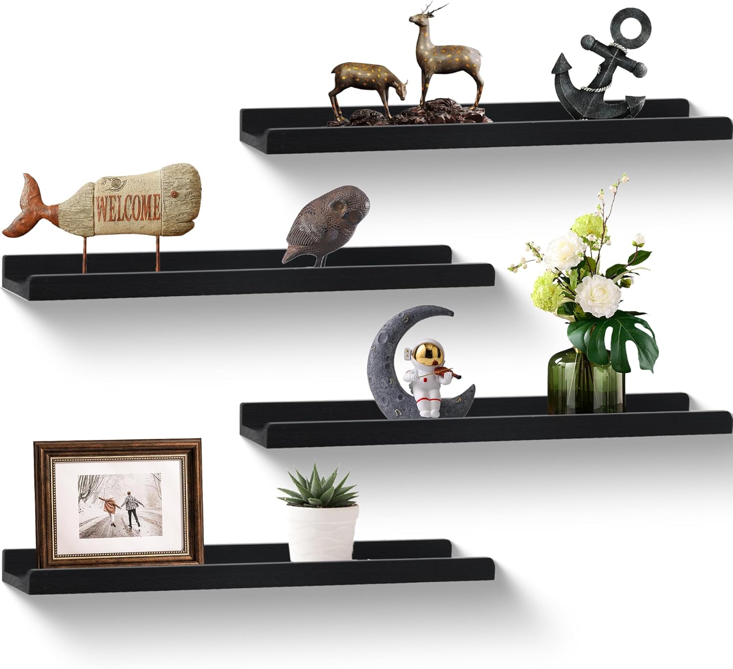 Modern Floating Shelf Set of 4 24 Inch Wall Mount Picture Ledge Display