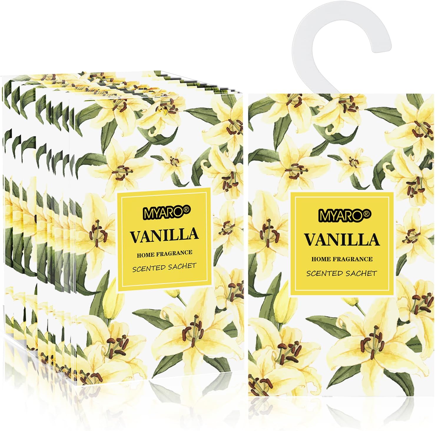 MYARO Vanilla Scented Sachets 12 Pack Drawer Closet Freshener