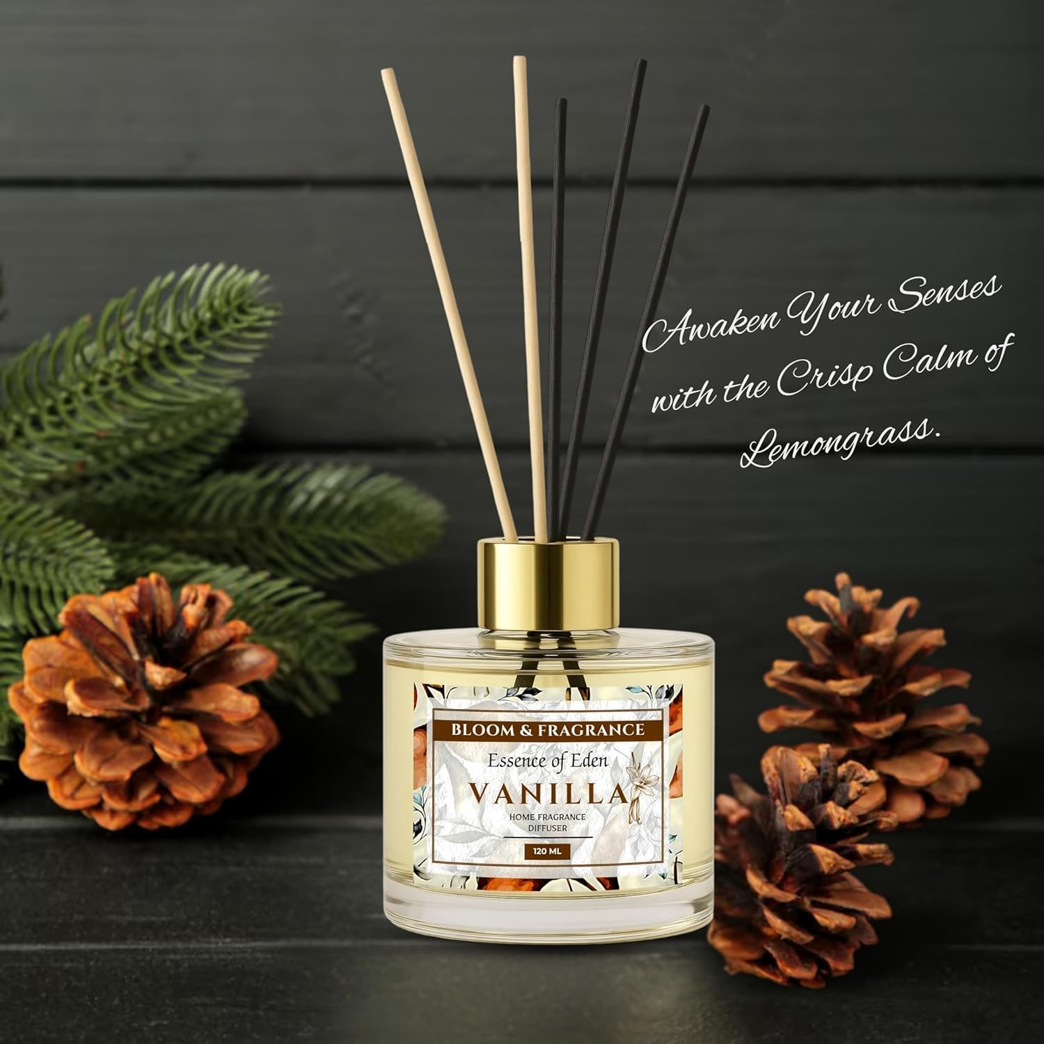 Bloom Fragrance 4oz Reed Diffuser with 6 Fiber Sticks Vanilla