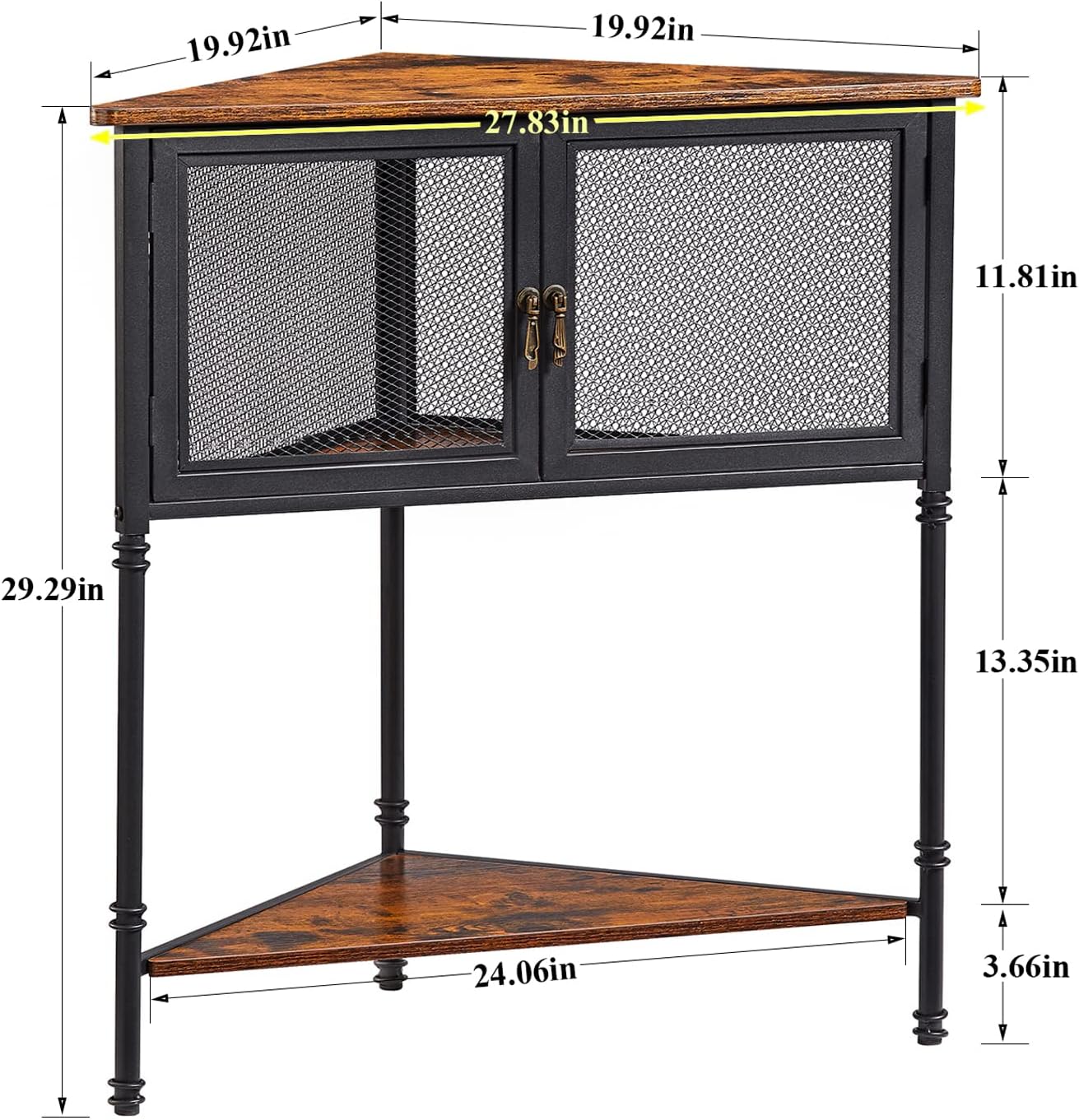 VECELO Corner Cabinet 3-Tier Storage Shelf