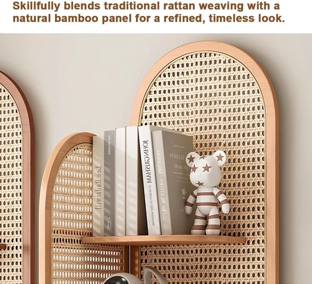 Miusocal Rattan Corner Bookshelf 5 Tier Storage