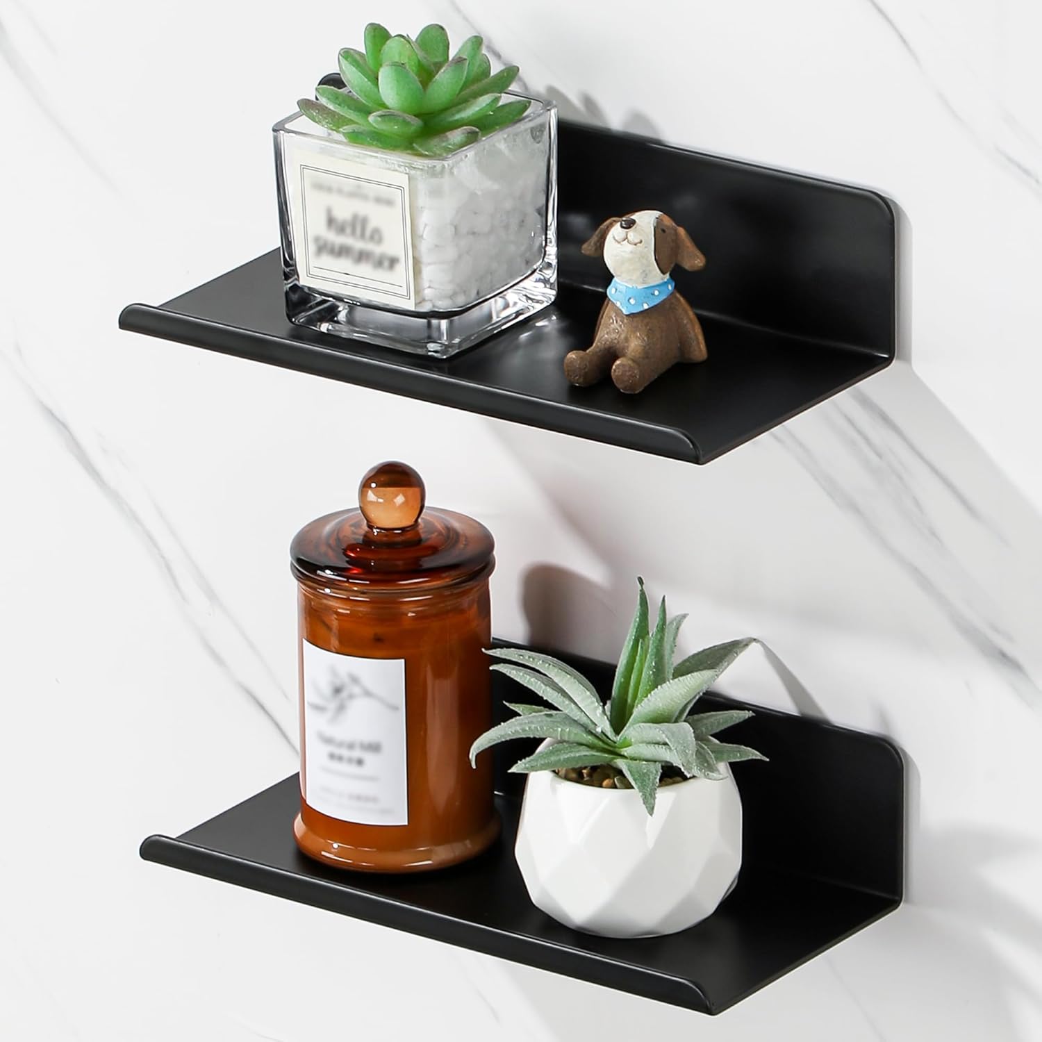 SAYAYO Black Floating Shelves for Wall Storage 2pcs