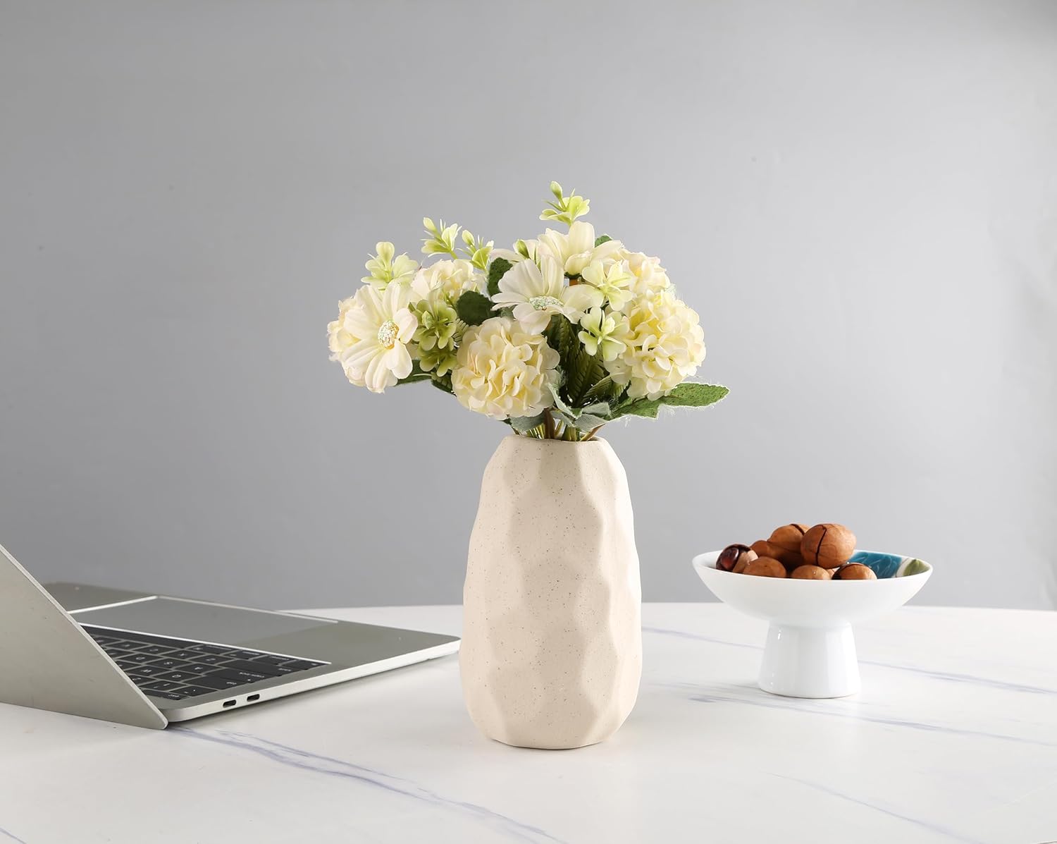 Bohemian Ceramic Vases with Dried Flowers and Houseplants