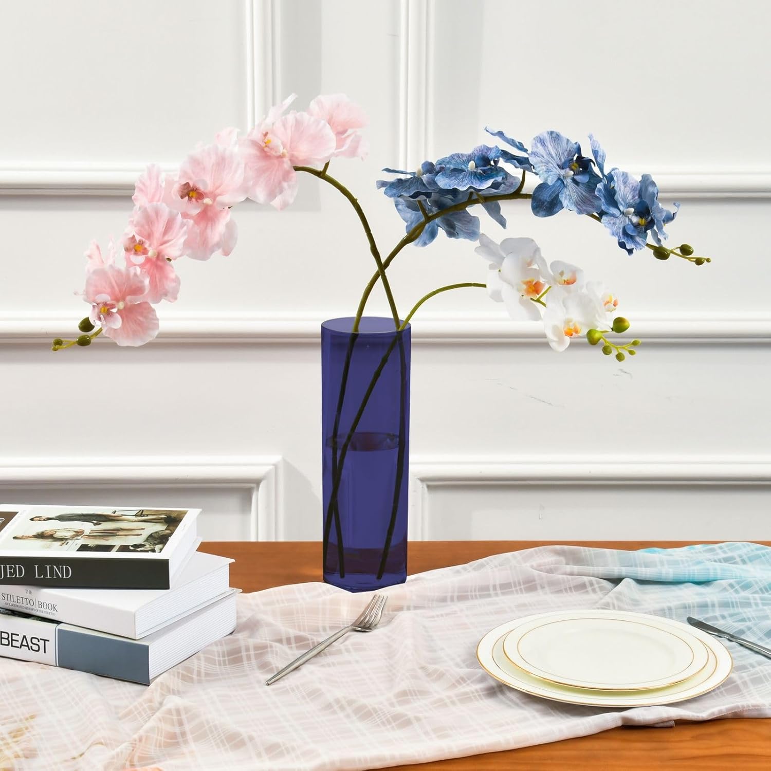 Midnight Blue Plastic Hurricane Candle Holder 118x39 Inch