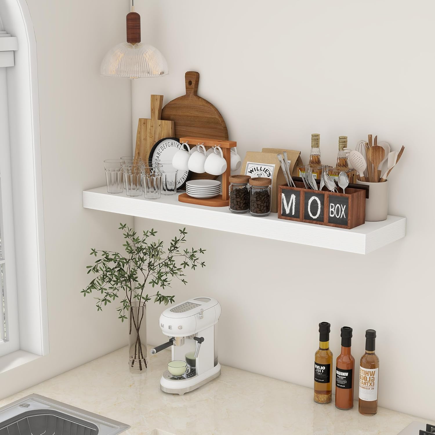 White Floating Shelves 48 Inch Wide x 12 Inch Deep Set of 1