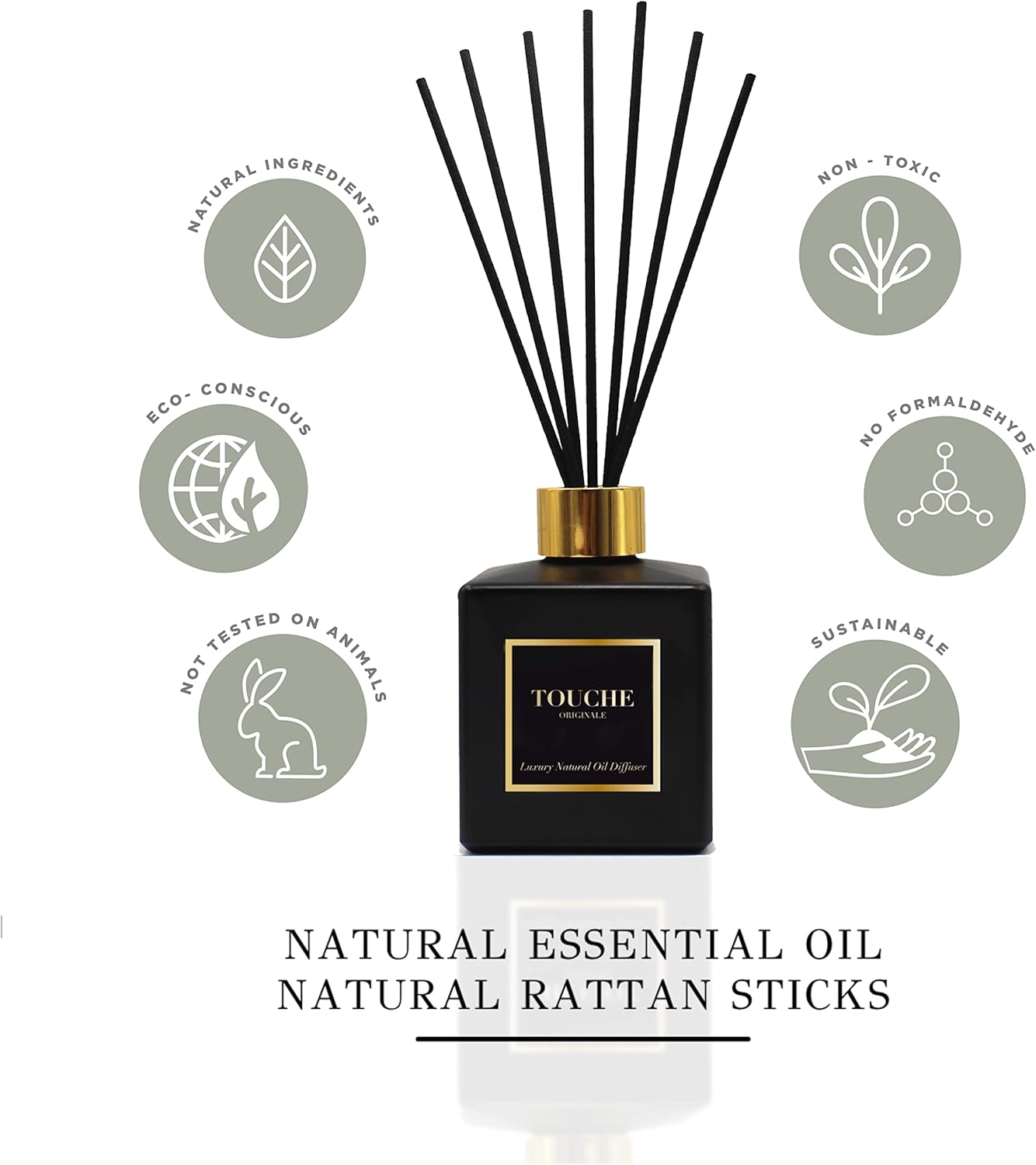 TOUCHE ORIGINALE Luxury Natural Reed Diffuser - Vanilla Caramel 475 OZ