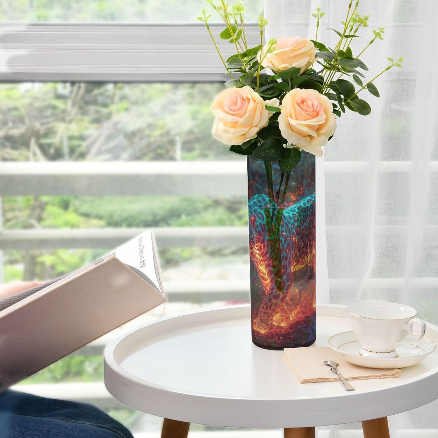 Turquoise Flash Leopard Plastic Vase 118 x 39 Inch