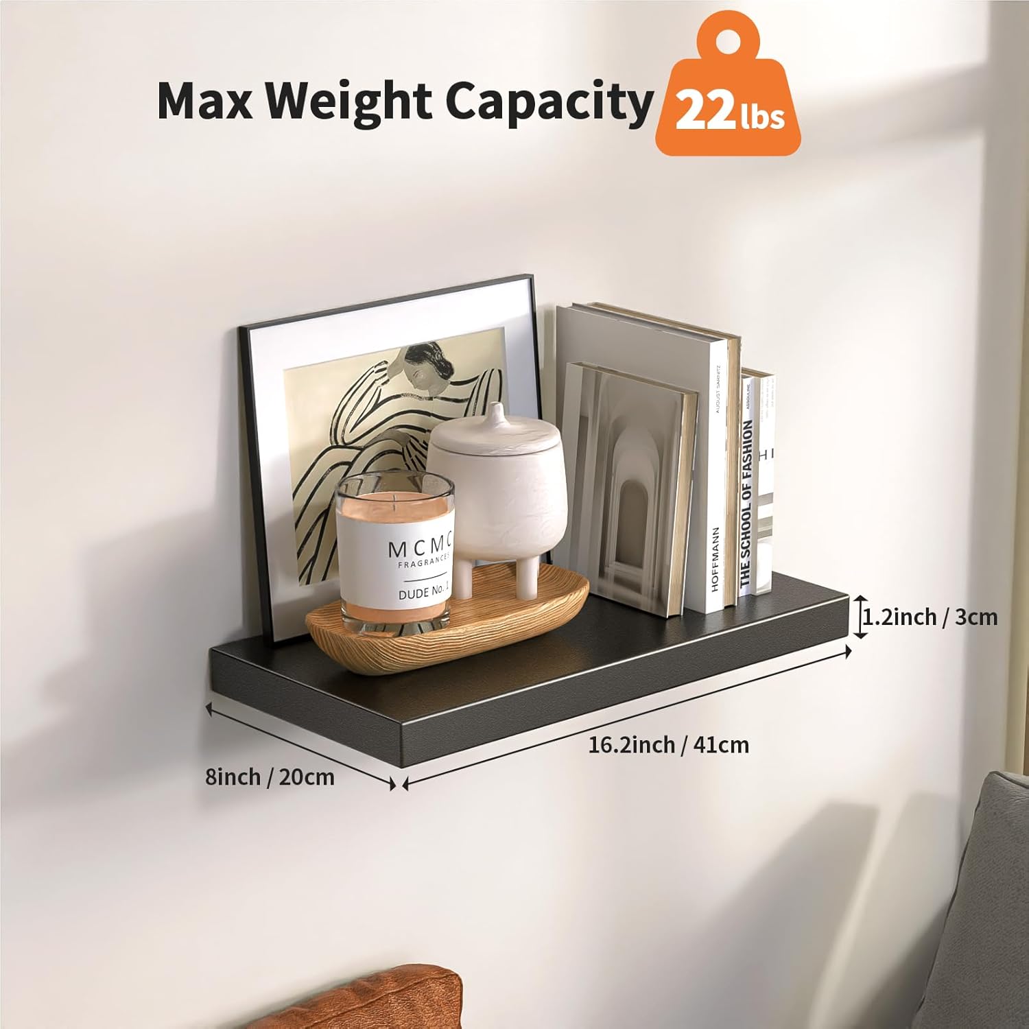 All-Metal Floating Shelves 2 Pack for Bathroom Kitchen