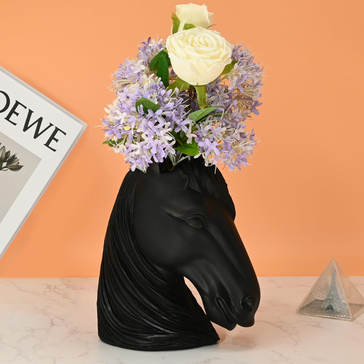 Modern Horse Head Vase Black Home Decor Centerpiece