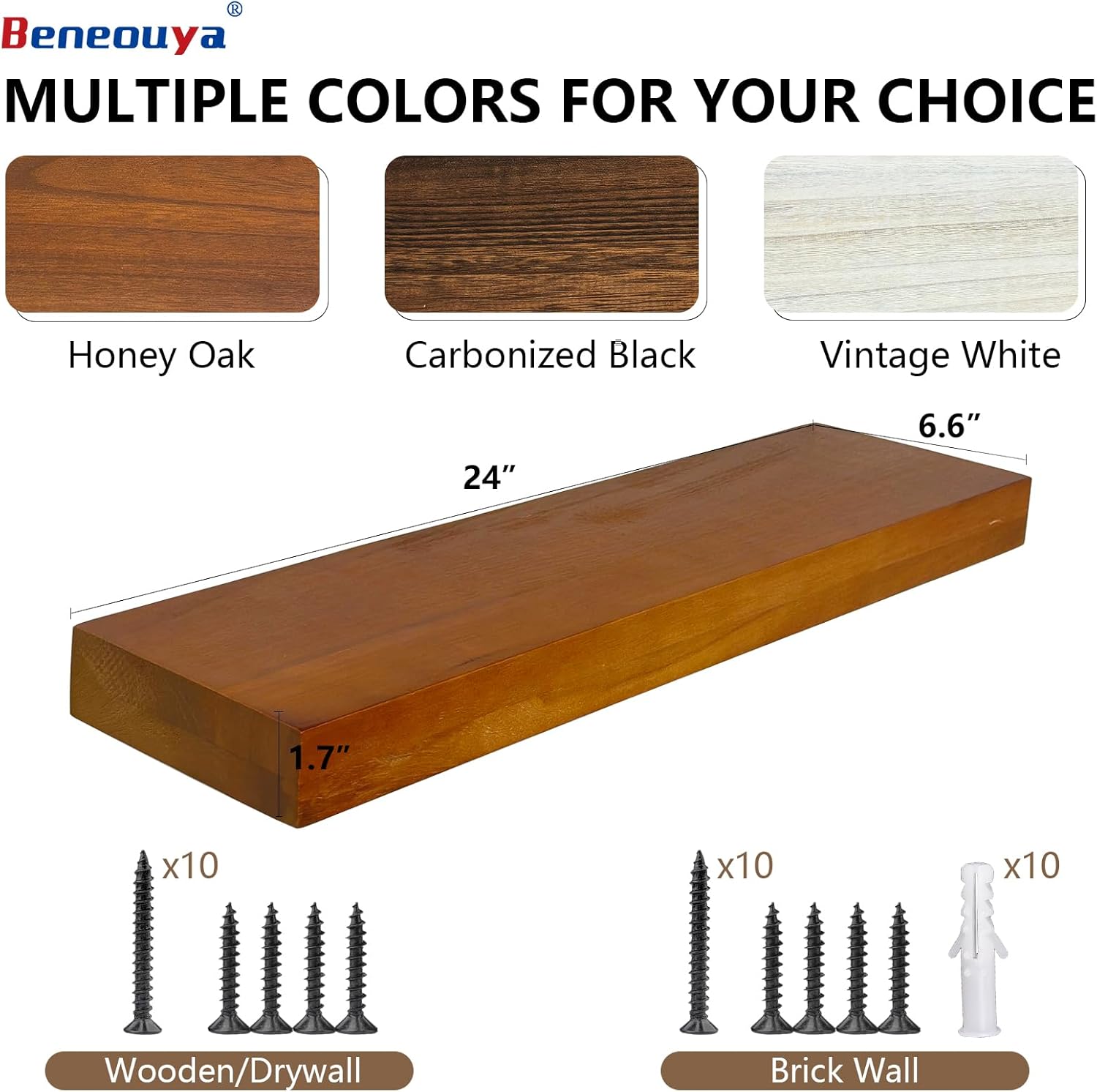 24 Inch Floating Shelves Set of 2 Honey Oak