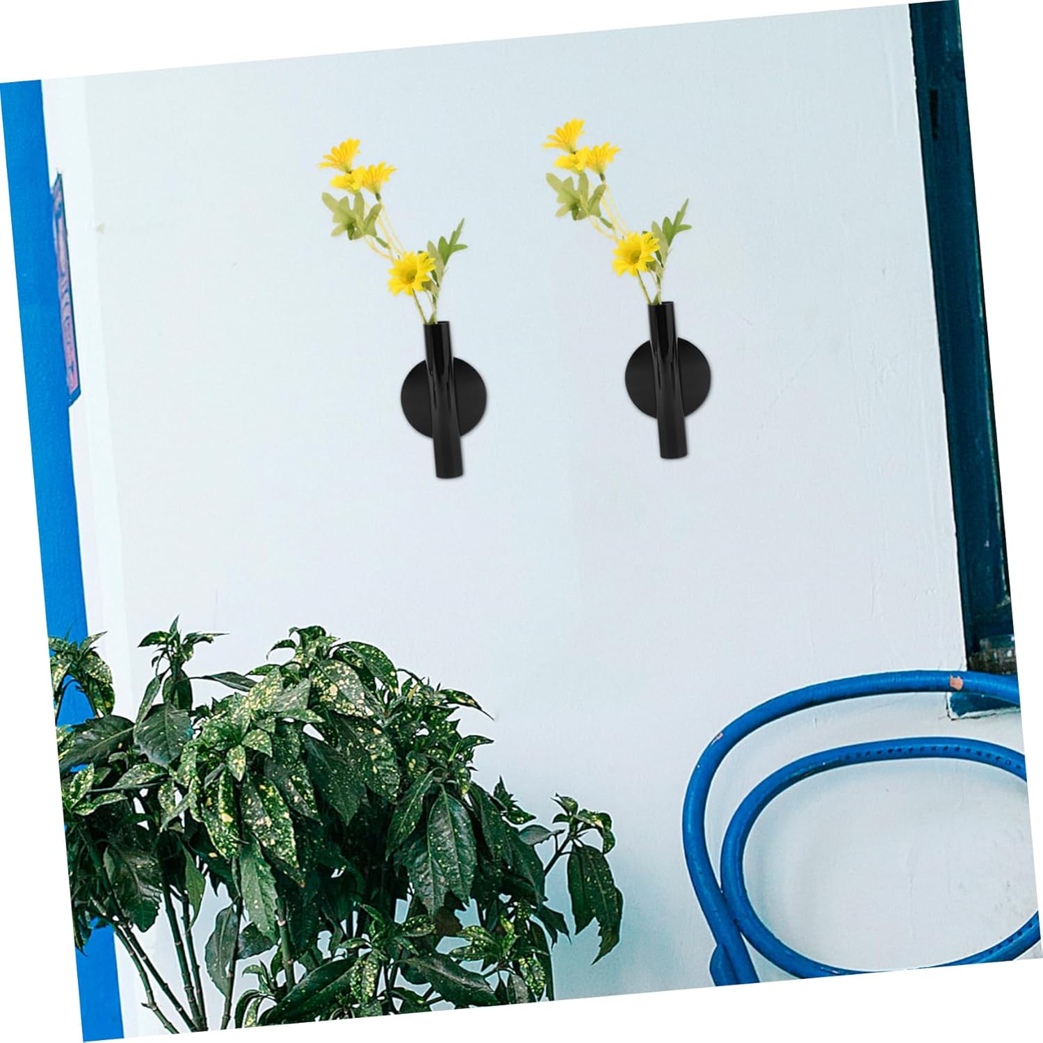 ABOOFAN 2Pcs Wall Mounted Metal Flower Vases No Drill Adhesive Installation