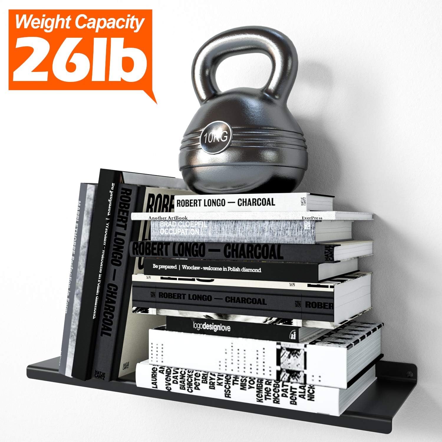 SRIWATANA Black Metal Wall Shelves 2 Pack