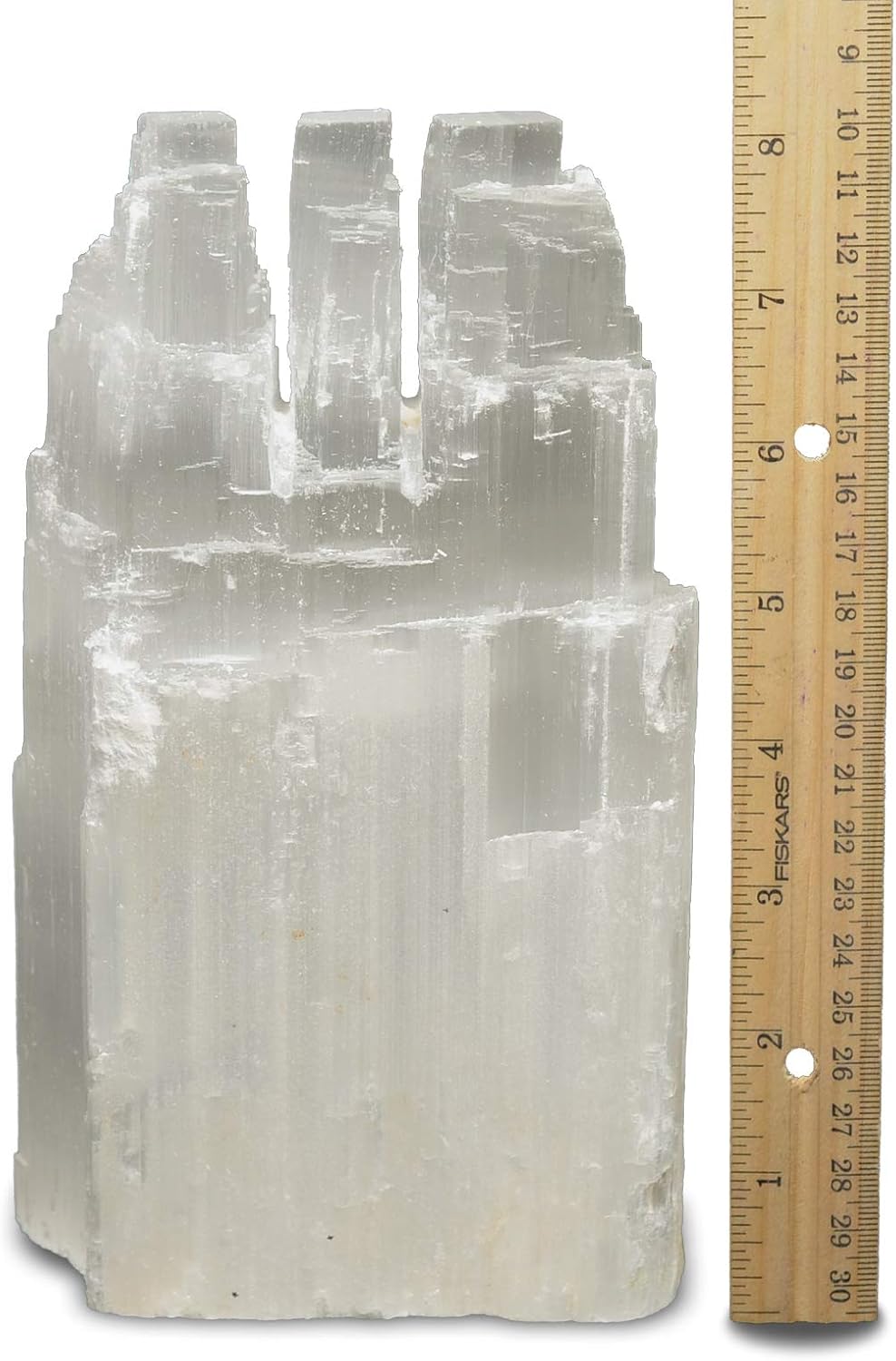 2 Pieces Natural White Selenite Triple Skyscraper Lamp with Dimmer Switch and Bulb