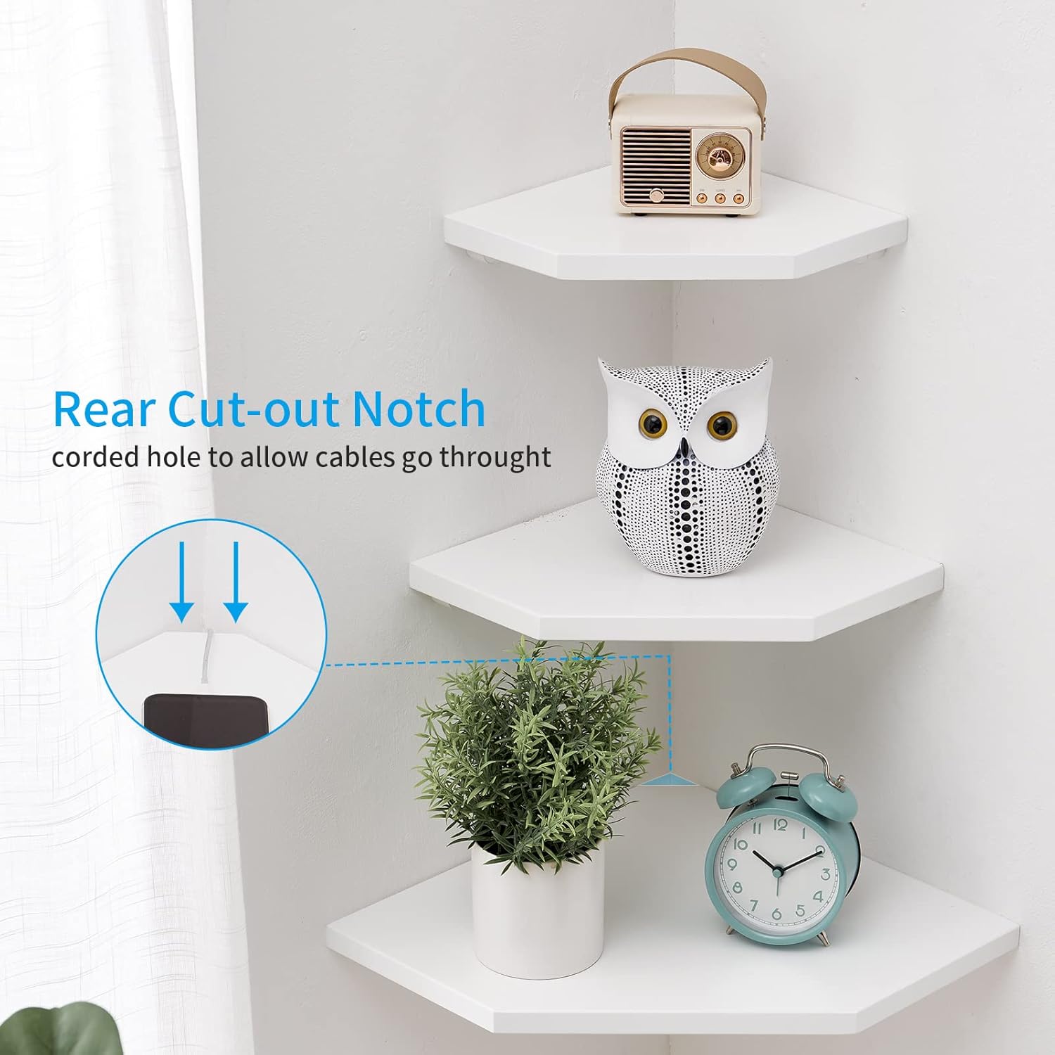 Corner Floating Shelves Set of 2 Solid Oak Wood