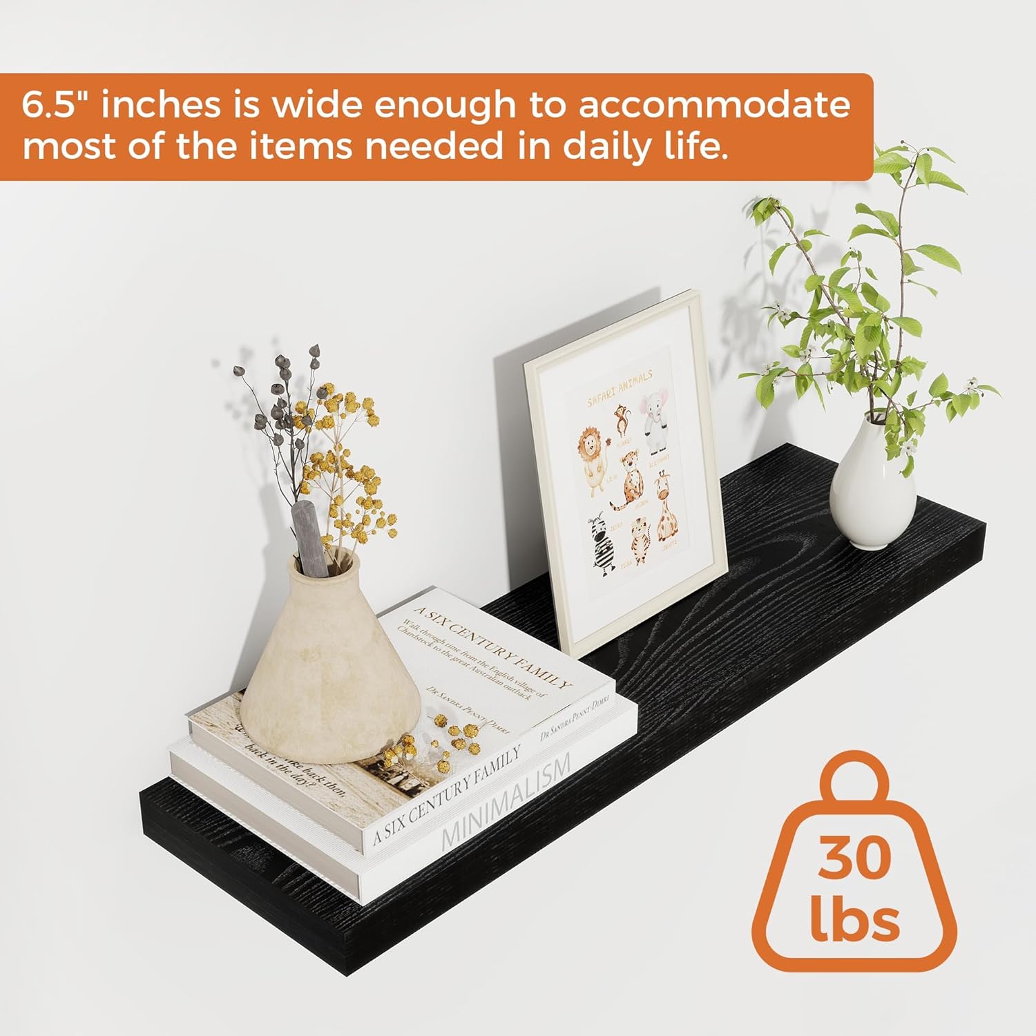 Fun Memories Floating Shelves Set of 2 Black