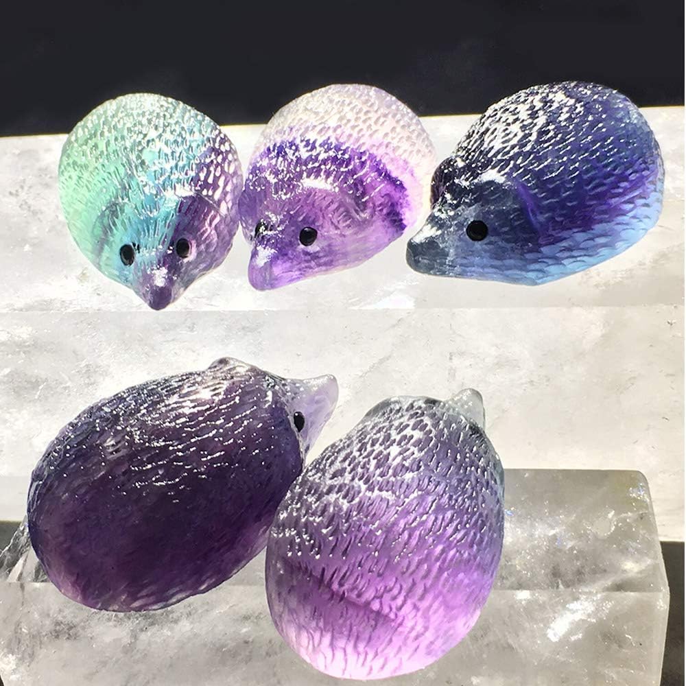 Wixine Natural Quartz Crystal Skull with Rainbow Fluorite Hedgehog Healing Stone