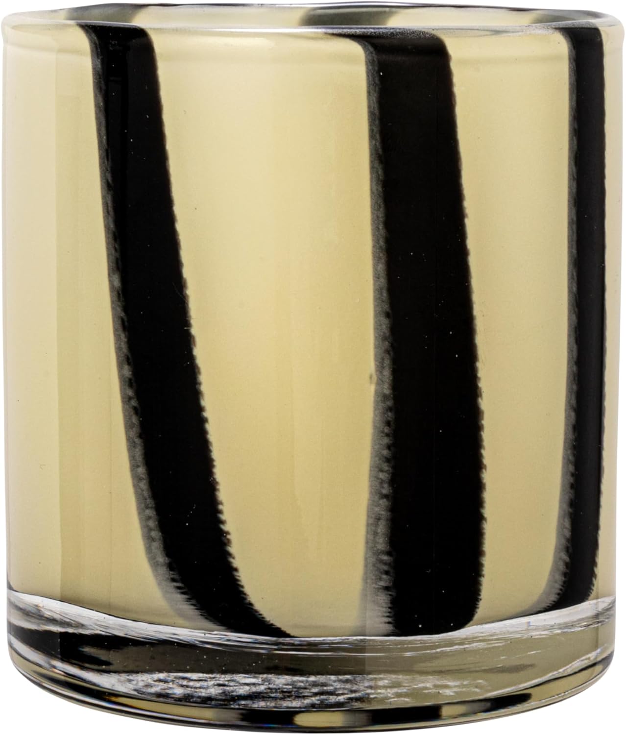 Bloomingville Round Glass Candle Holder with Stripes