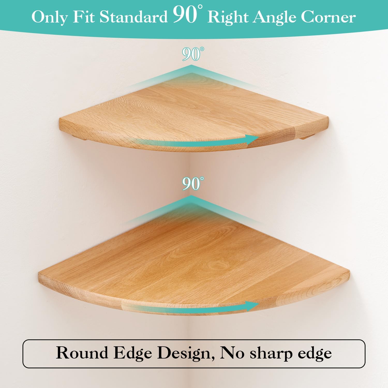 Natural Wood Corner Shelf 14 Inches Floating Display