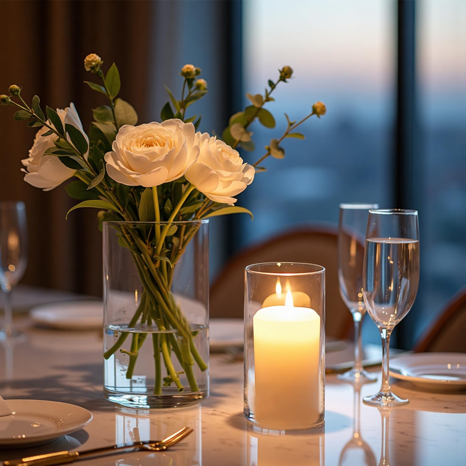 24 Pack Clear Glass Cylinder Vases for Centerpieces