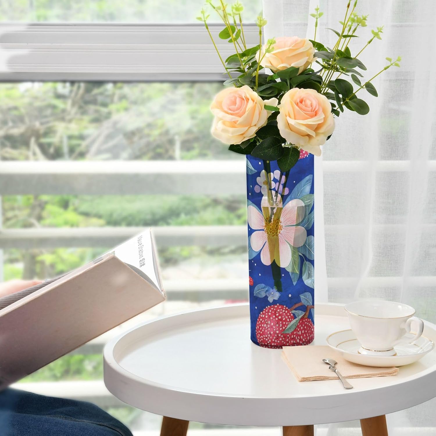 Cute Lychee Fruit Royal Blue Plastic Flower Vase 118 x 39 Inch