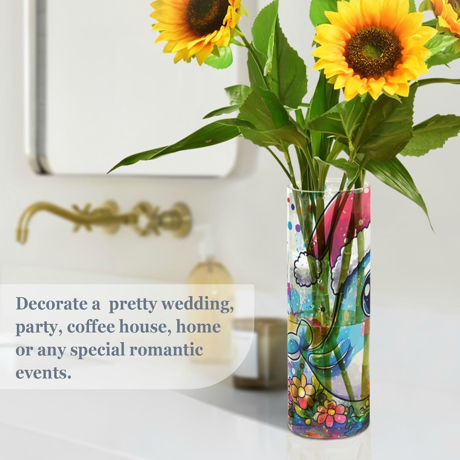 Cute Blue Whale Plastic Vase for Centerpieces