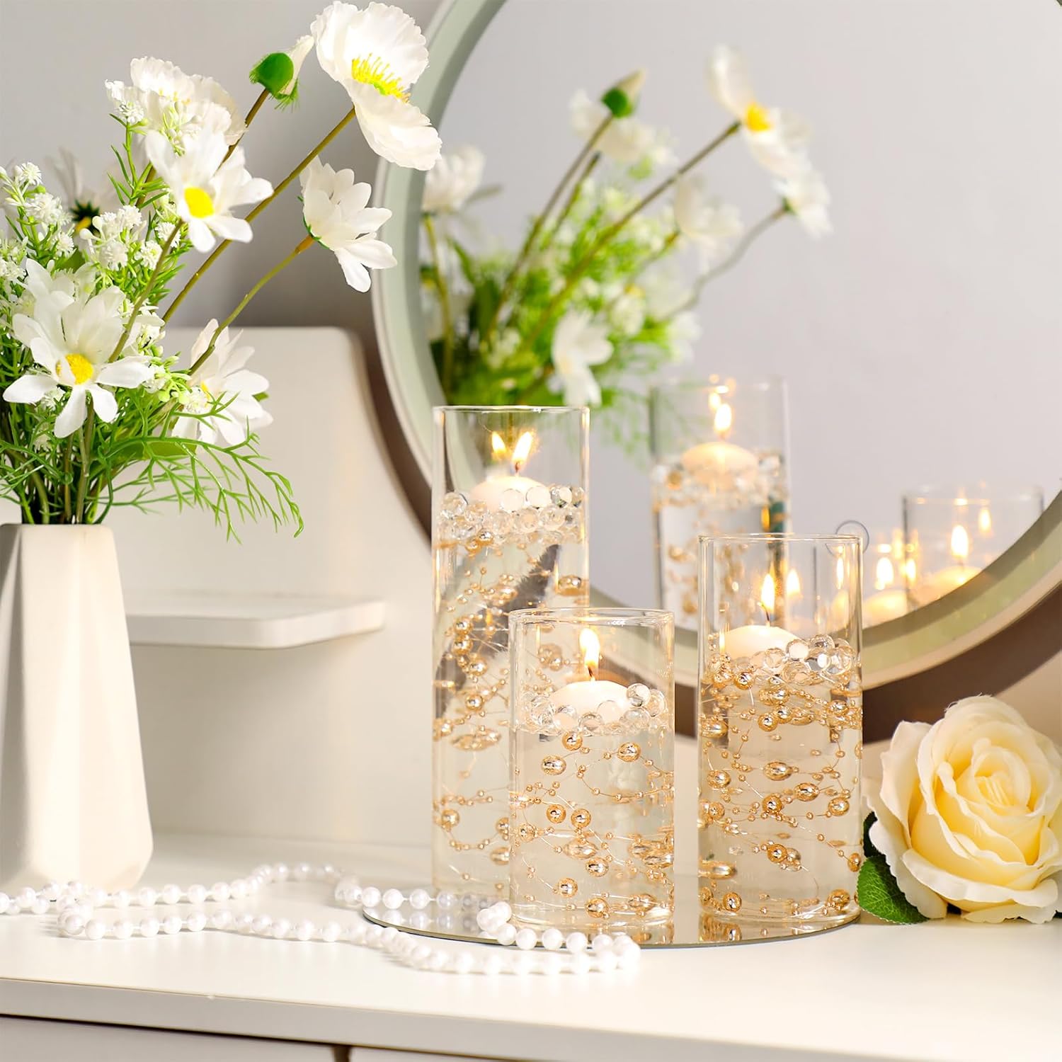 Sawysine 30 Pcs Clear Glass Cylinder Vases Centerpieces