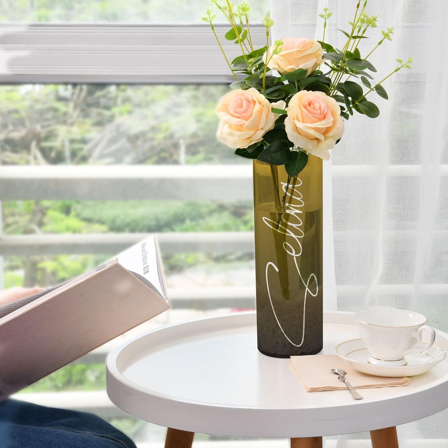 Custom Black Yellow Gradient Vase for Centerpieces