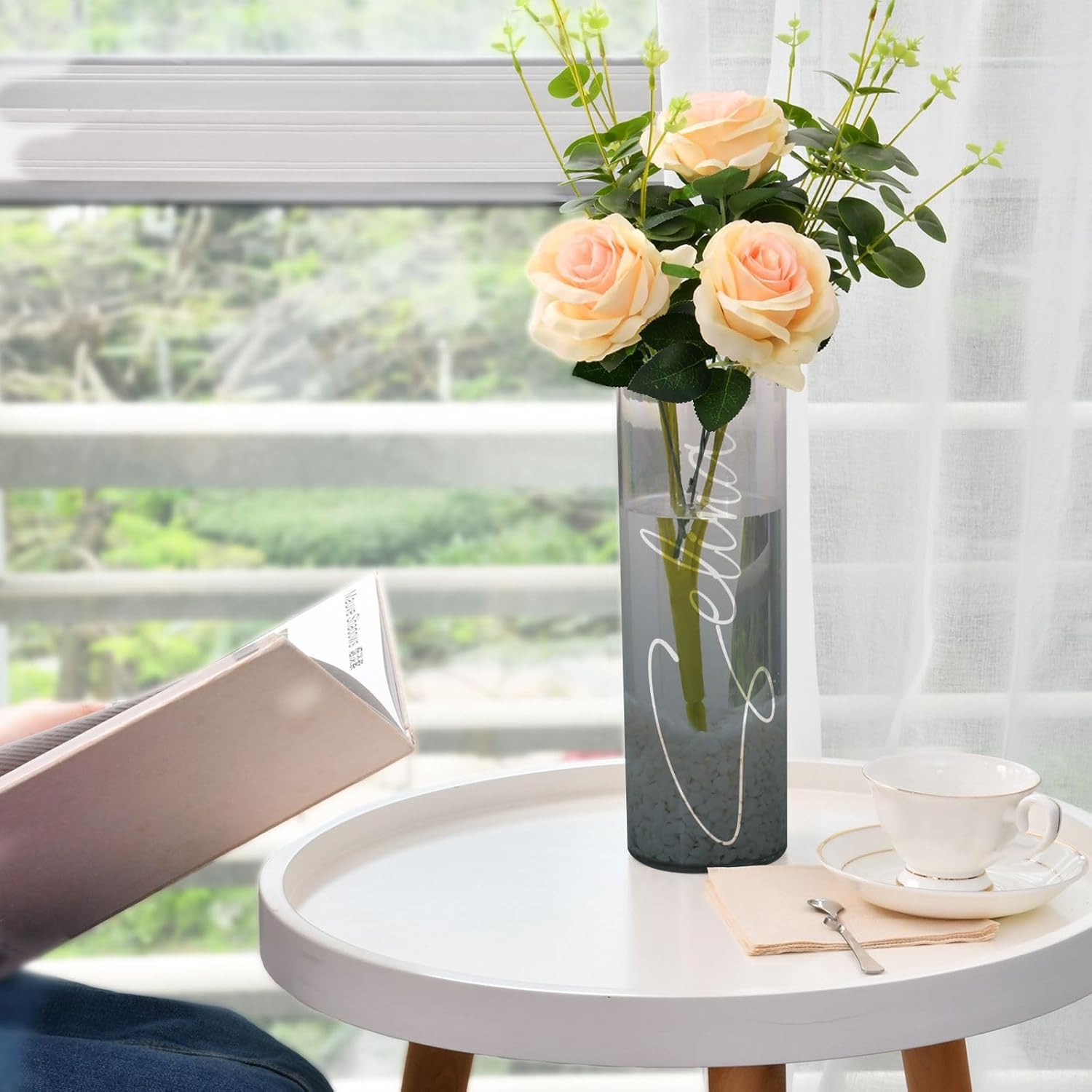 Custom Grey Gradient Vase for Centerpieces