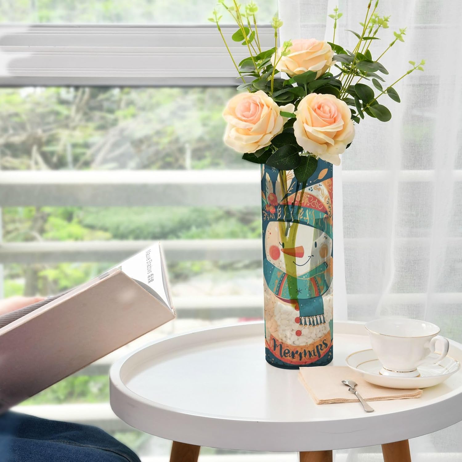 Cartoon Snowman Plastic Cylinder Vase 118 x 39 Inch