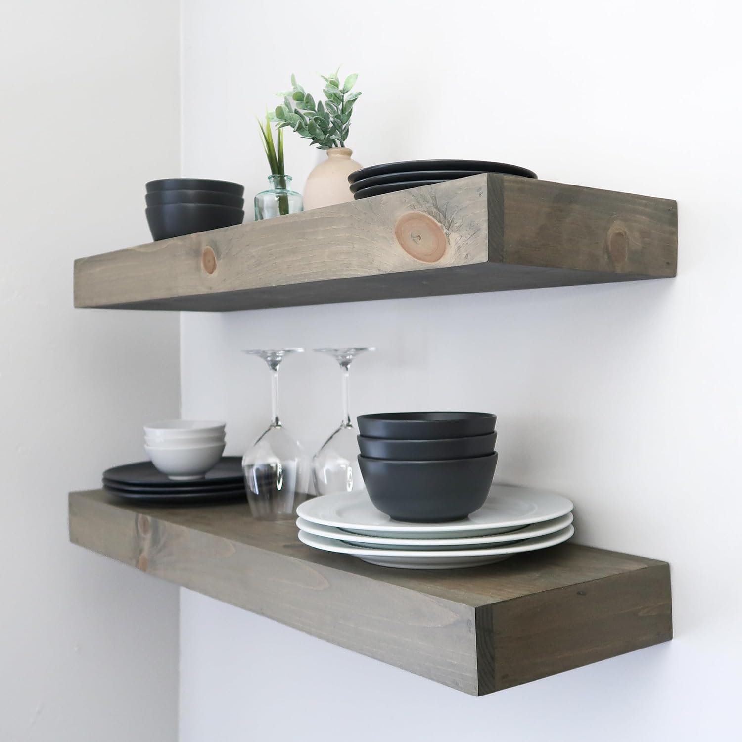 Modern Floating Shelves 3 Inches Thick Set of 2 1