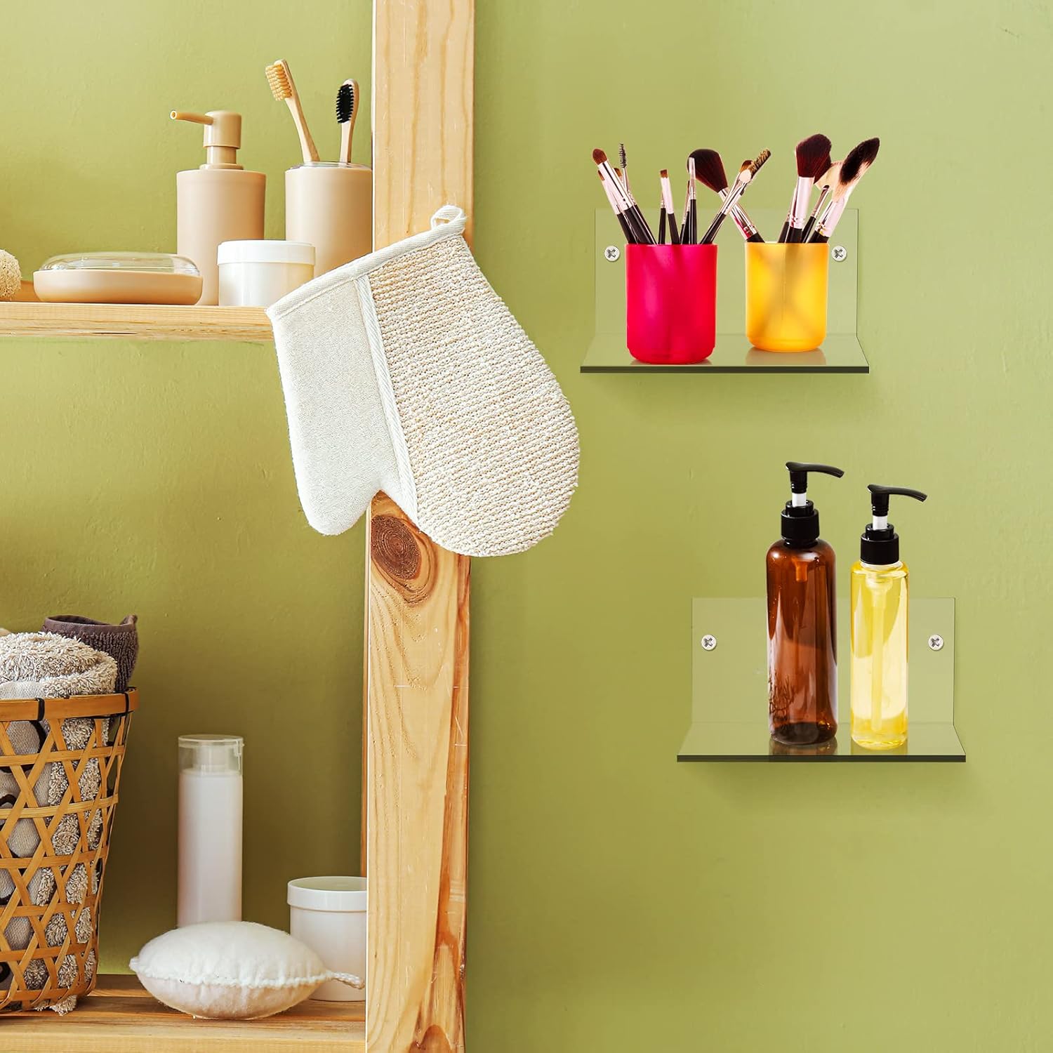 Yalikop Acrylic Floating Shelves for Wall 4 Inch Set