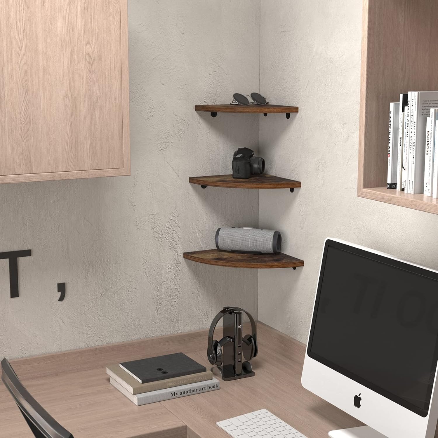 HORLIMER 6 Pack Floating Corner Shelves