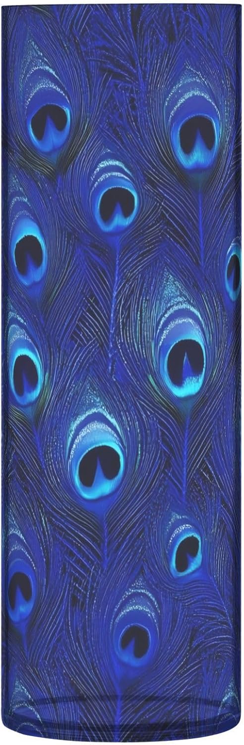 Blue Peacock Feathers Plastic Cylinder Vase Decor