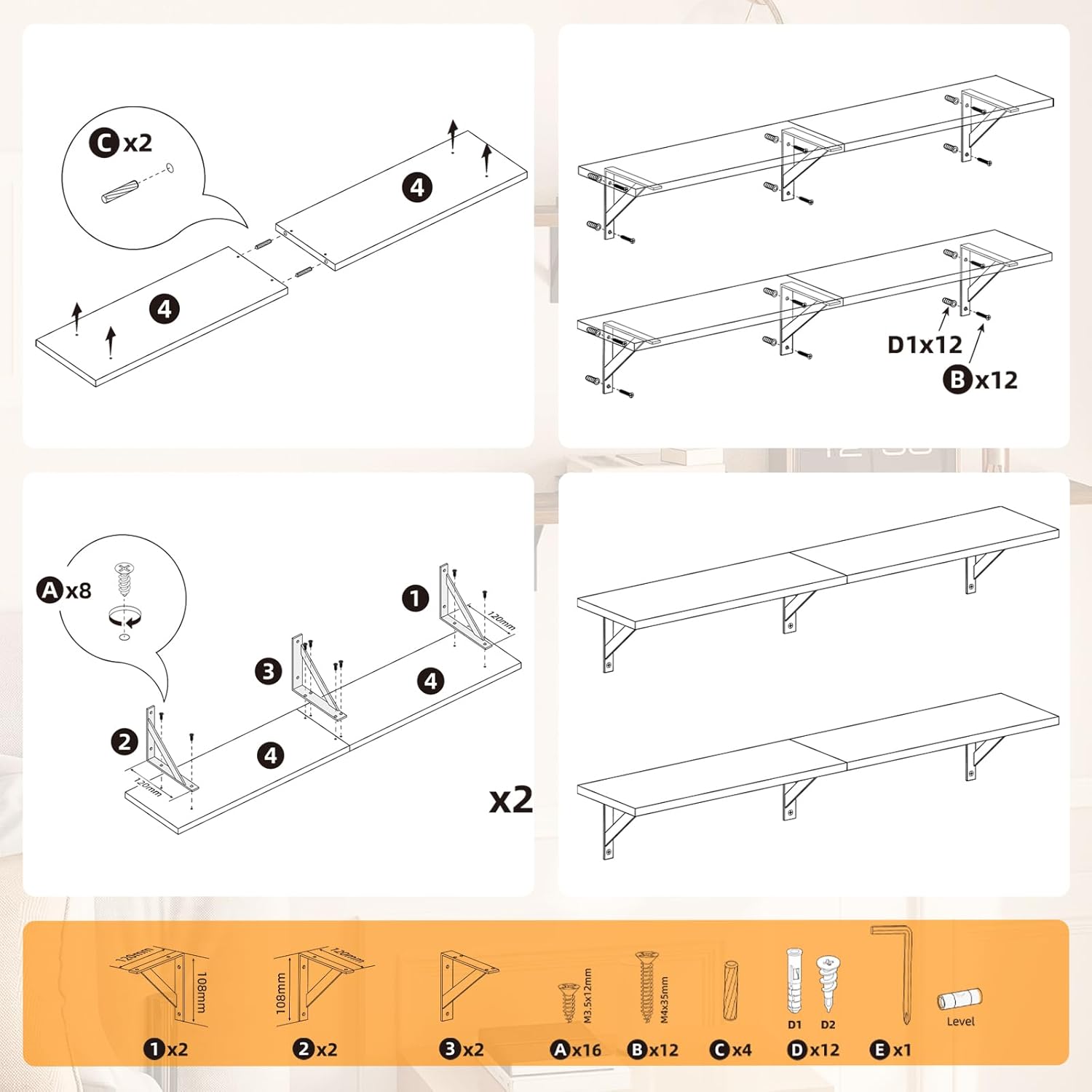 HOOBRO Floating Shelves Set of 2 30 Inch Wall Shelf