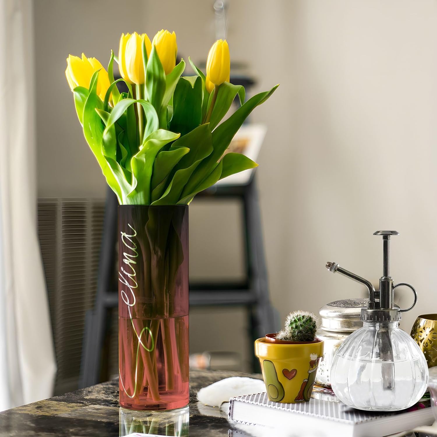 Custom Black Red Gradient Vase for Centerpieces