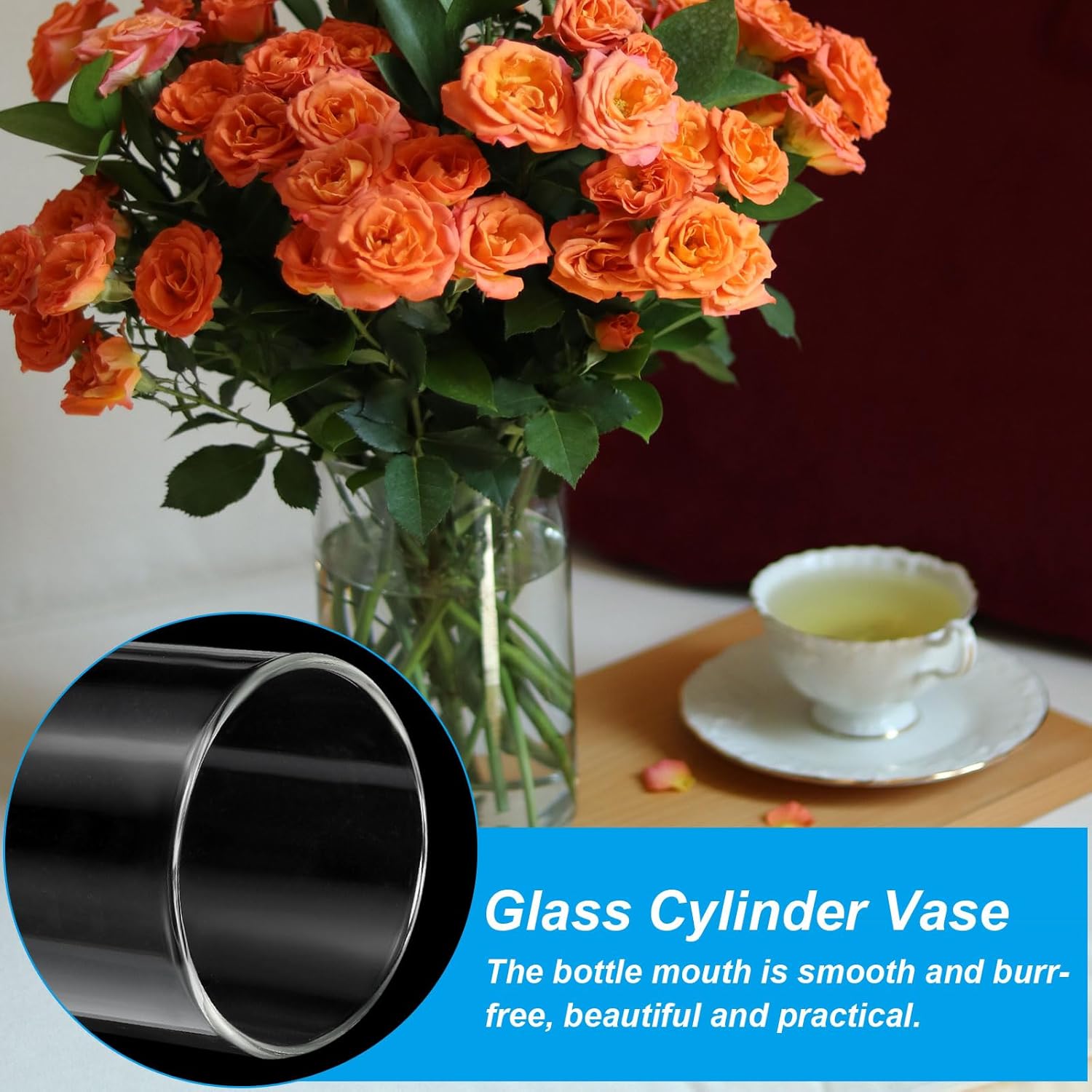 PATIKIL Clear Glass Cylinder Vase 79 Tall