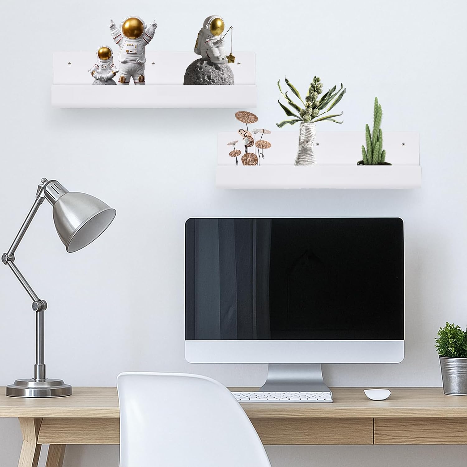 4PCS White Floating Shelves for Wall Decor