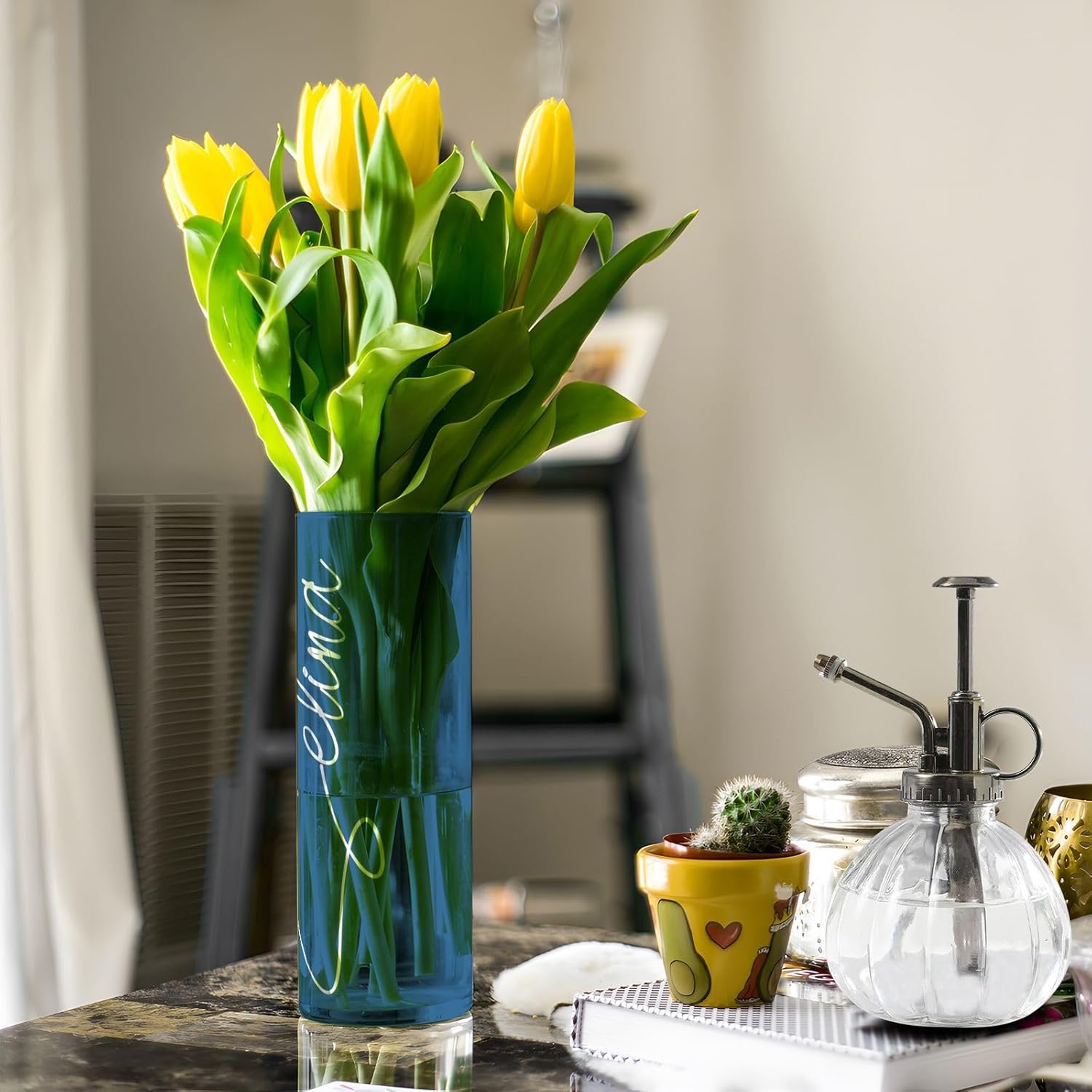J JOYSAY Custom Dark Blue Vase for Centerpieces