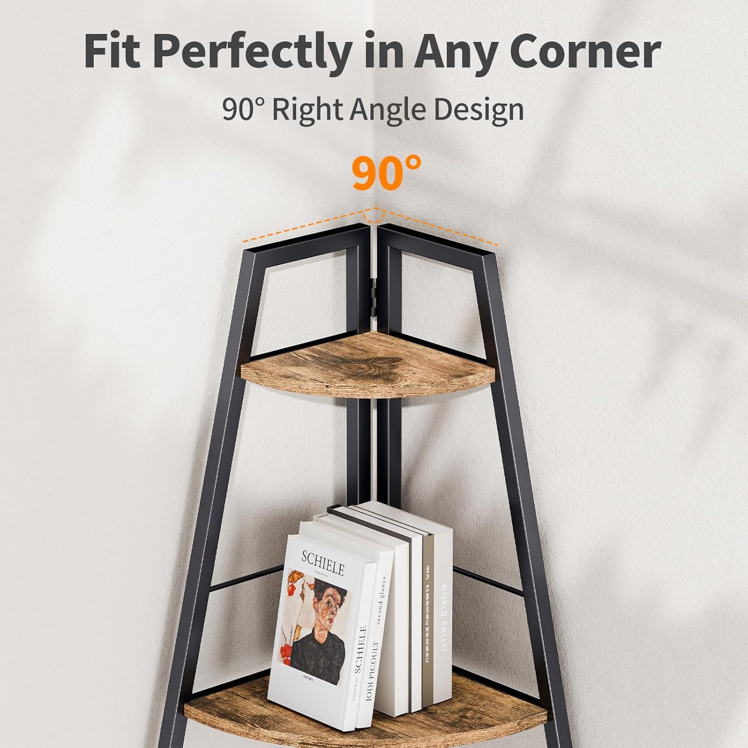 Rustic Brown 5 Tier Corner Ladder Shelf Stand