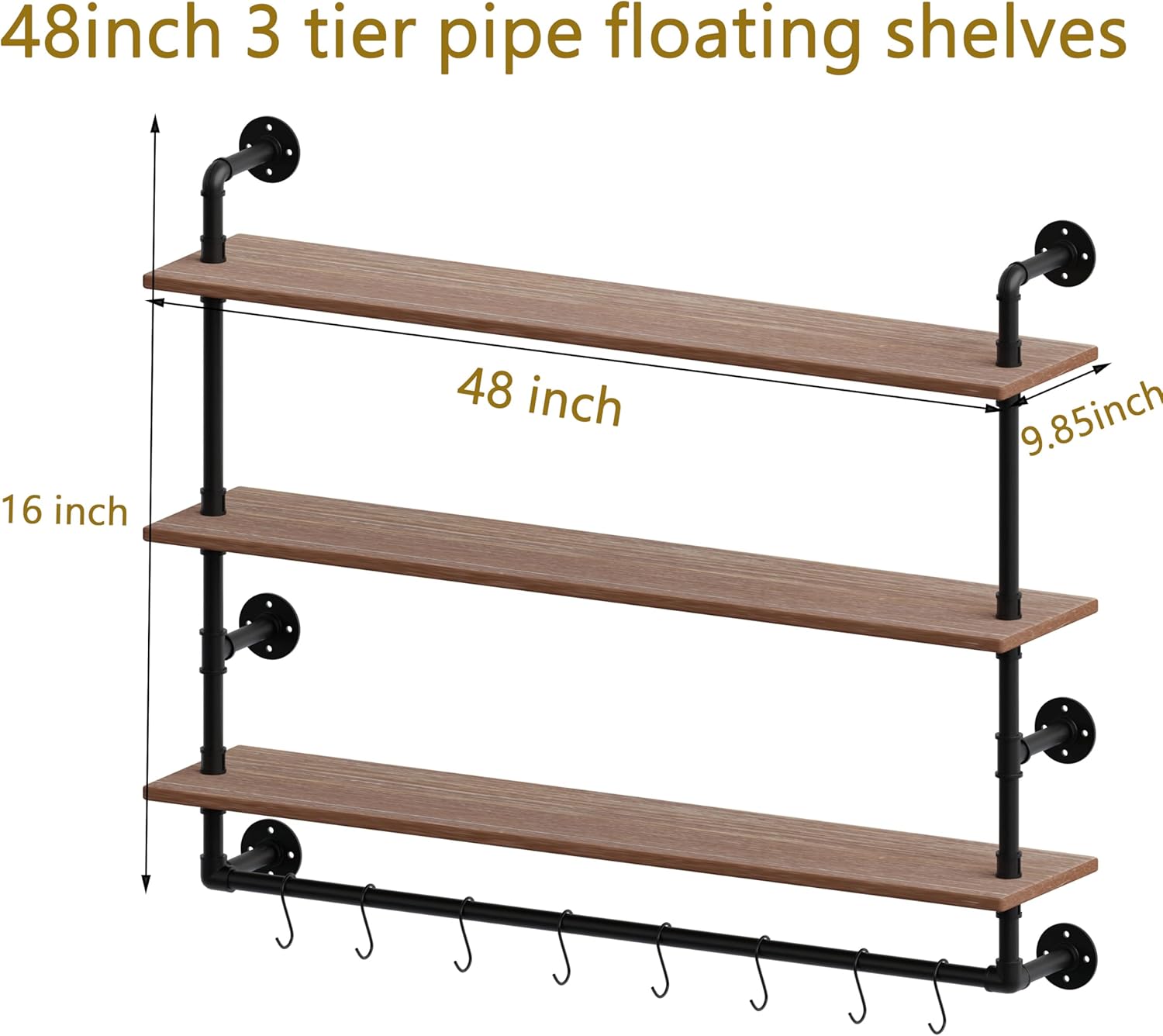 ROGMARS 3 Tier Floating Shelving for Kitchen Living Room