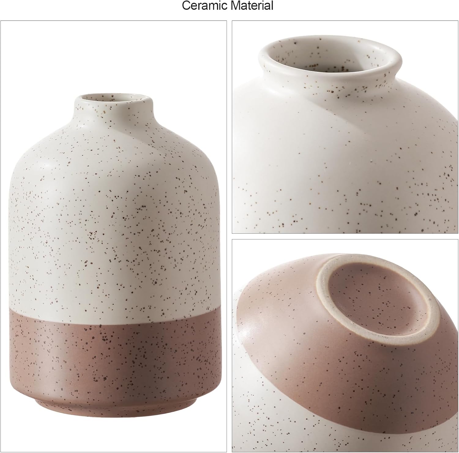 Ceramic Vase Set of 3 Rustic Farmhouse Decor