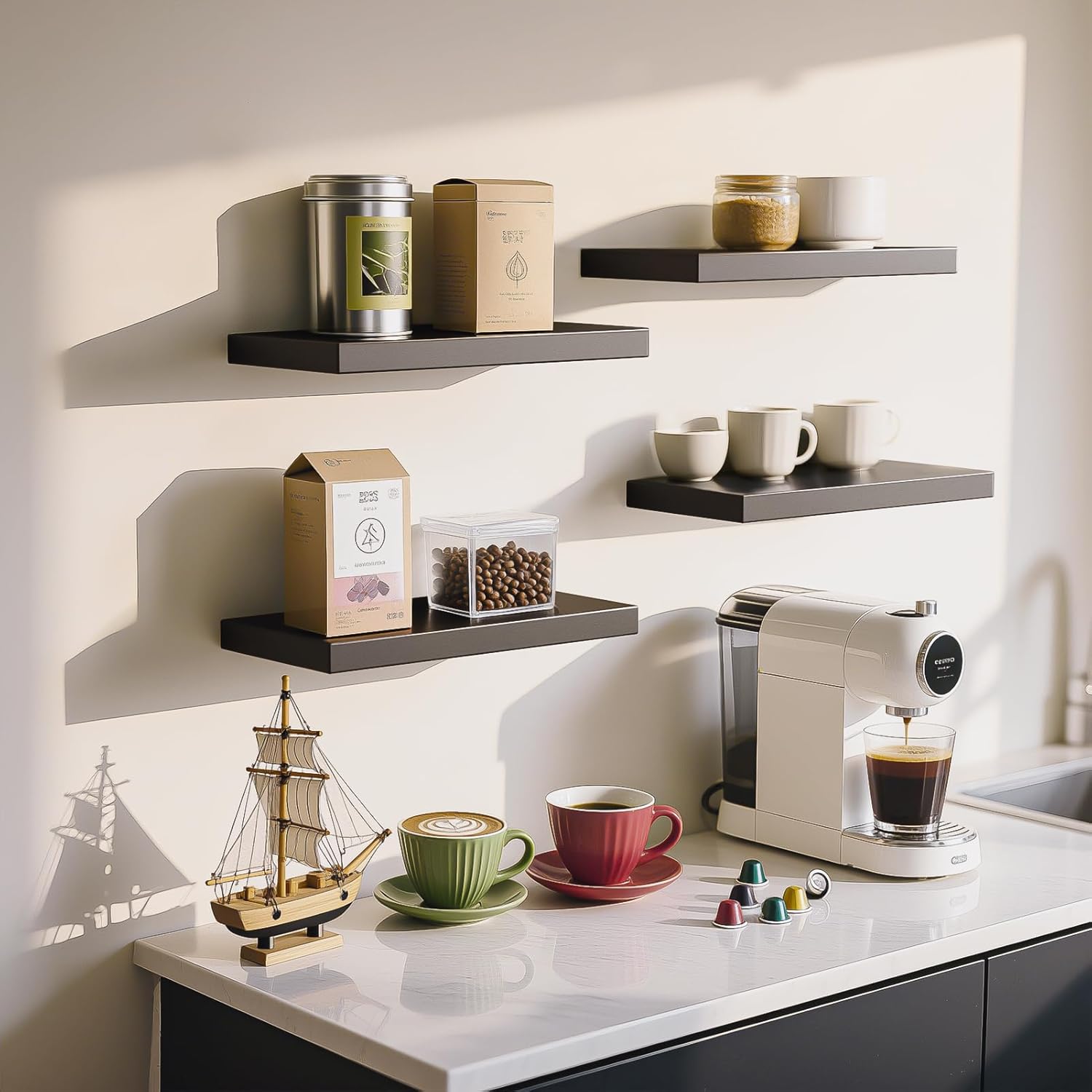 All-Metal Floating Shelves 2 Pack for Bathroom Kitchen
