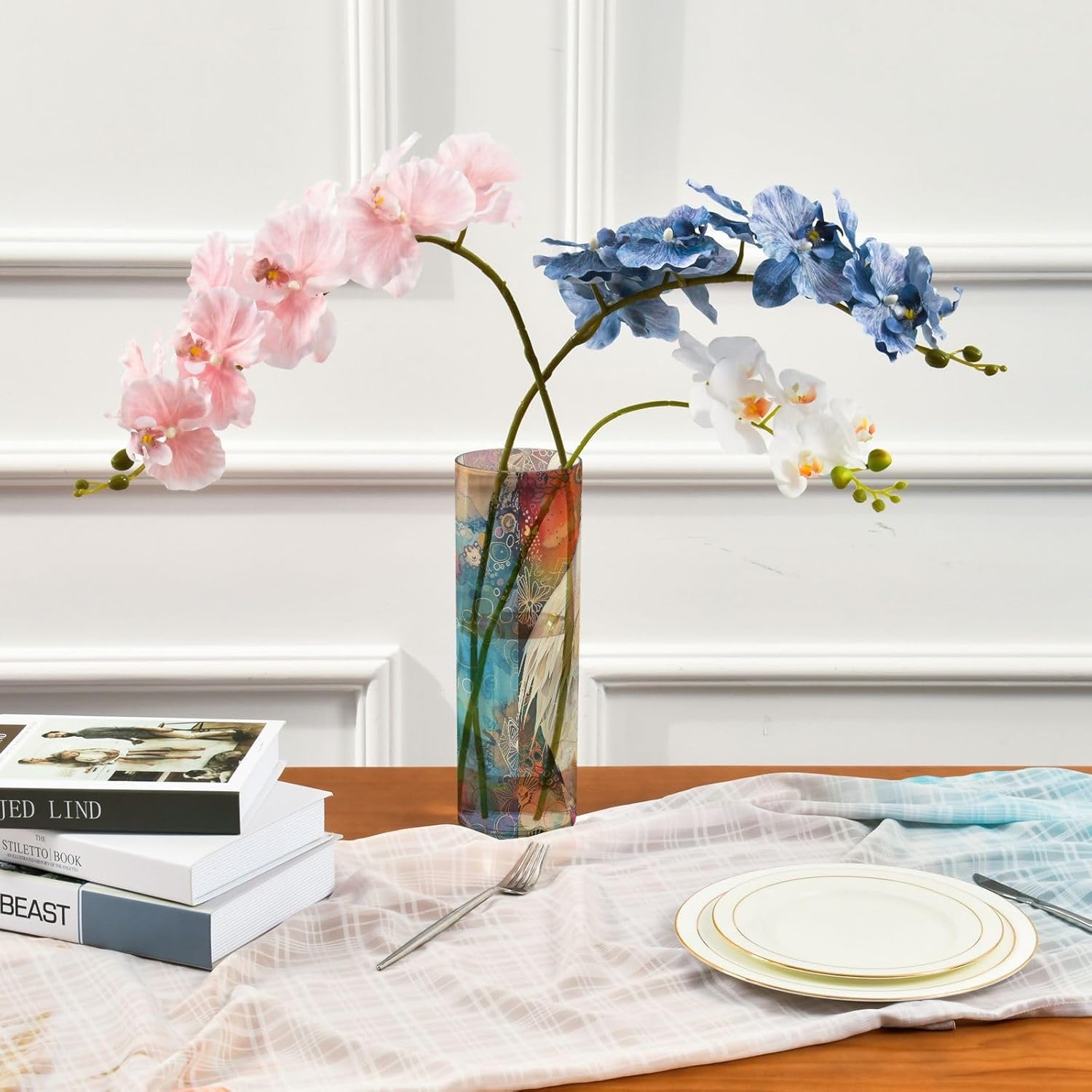 Stork Abstract Watercolor Plastic Hurricane Candle Holder